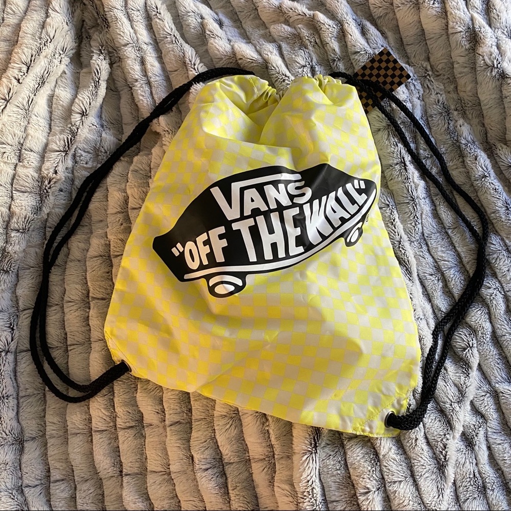 Vans neon drawstring checker bag
